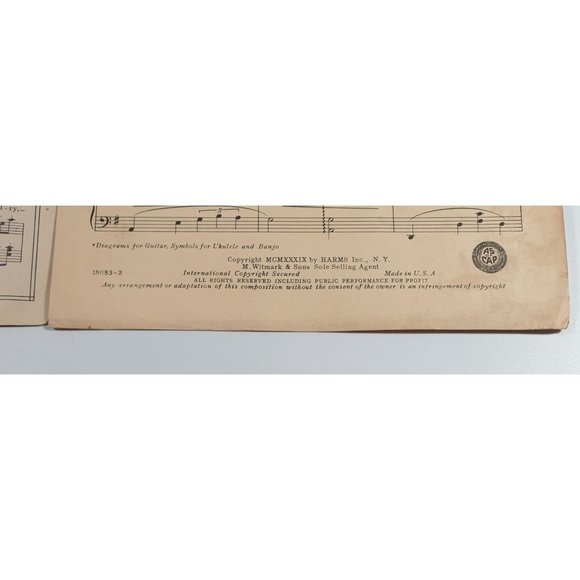 Vintage Sheet Music Indian Summer 1939 Piano Voice Guitar Easy Listening - Picture 4 of 4